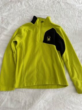 Spyder Lime Green and Black Quarter-Zip Fleece Pullover